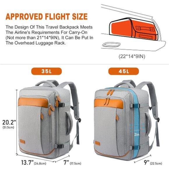 Large Carry on Backpack Airline Approved, Expandable Suitcase Backpacks